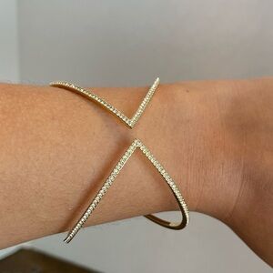 Nadri Gold Plated Starry Night Hinge Cuff Bracelet